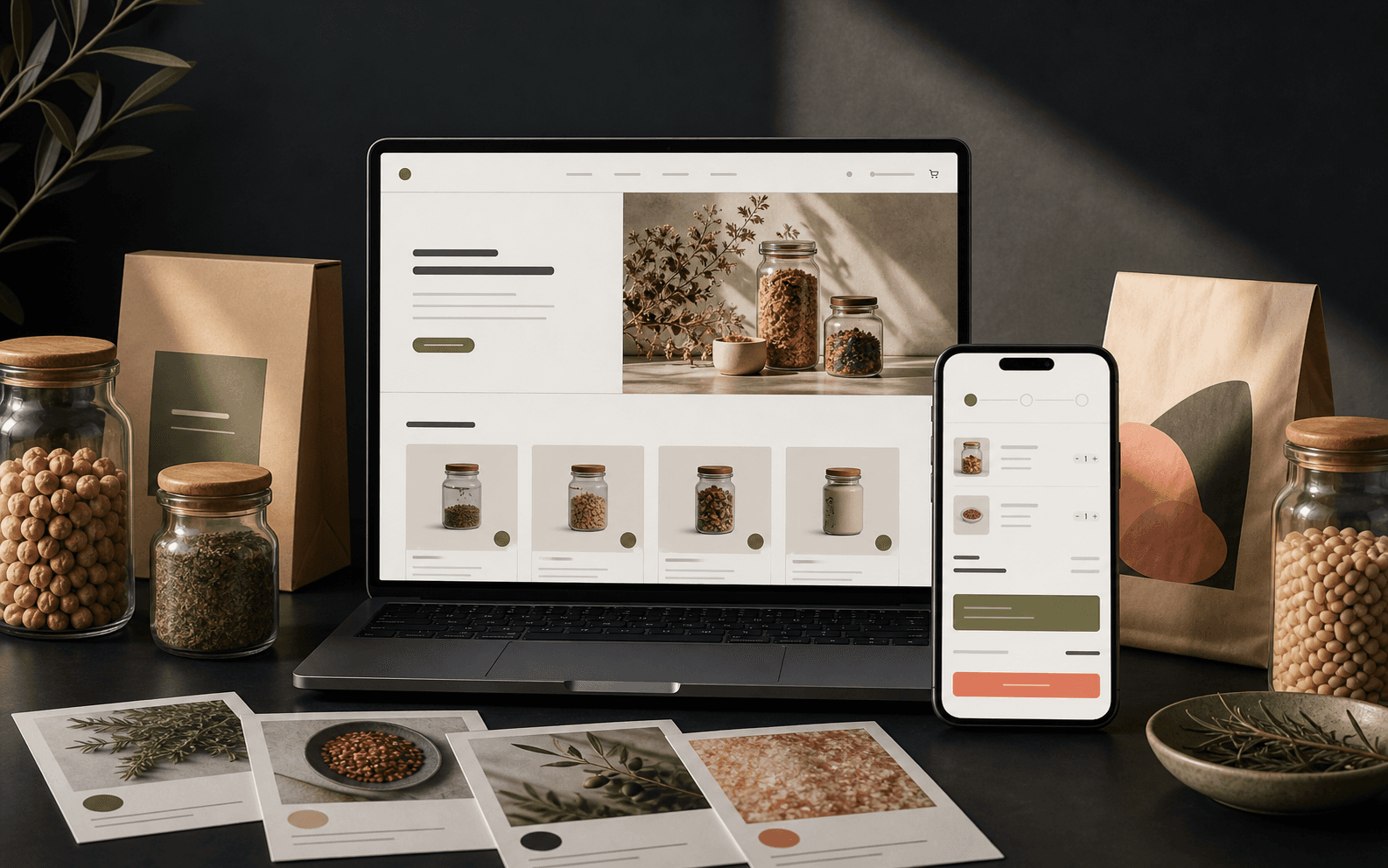 Luma Pantry eCommerce website and mobile checkout mockups